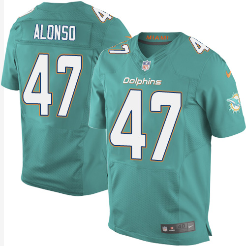 Men's Elite Kiko Alonso Nike Jersey Aqua Green Home - #47 NFL Miami Dolphins